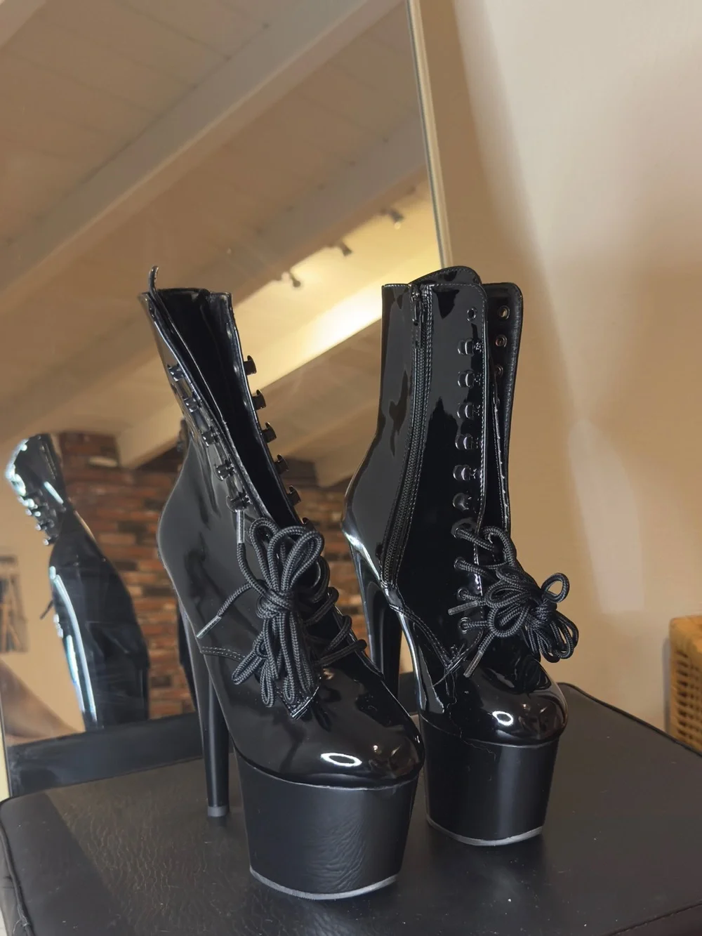 Dolls Kill FLAMINGO-1020 PLATFORM ANKLE BOOTS-BLACK